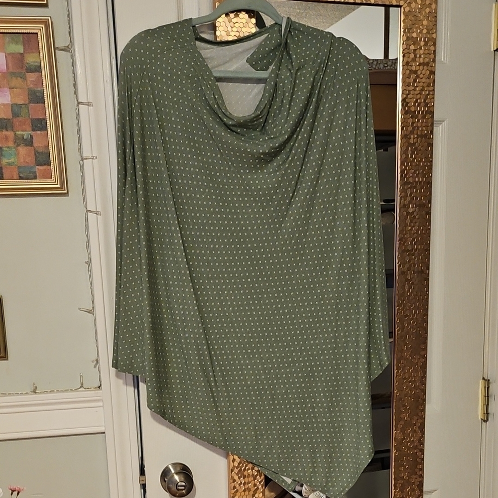 New Maternity Green Asymmetrical Breastfeeding Cover-up That Doubles As A Shirt